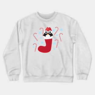 Cute Penguin, Red Stocking and Candy Canes Crewneck Sweatshirt